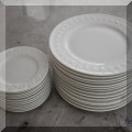 K01. Bernardaud Limoges "Louvre" white china plates. 